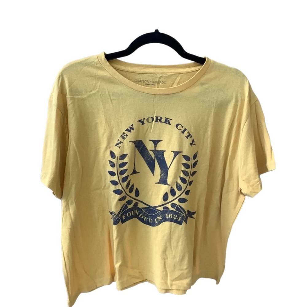 Grayson Threads Gold New York crop T-shirt Size Large NWT